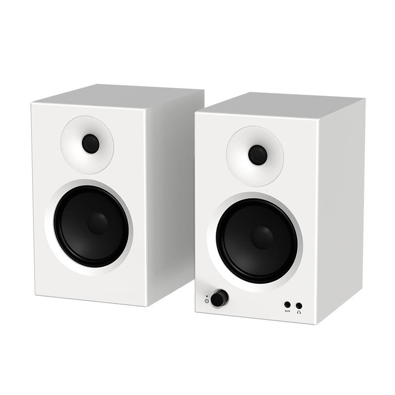 A newly designed desktop monitor audio active speaker system for recording music studio-quality computer audio systems.