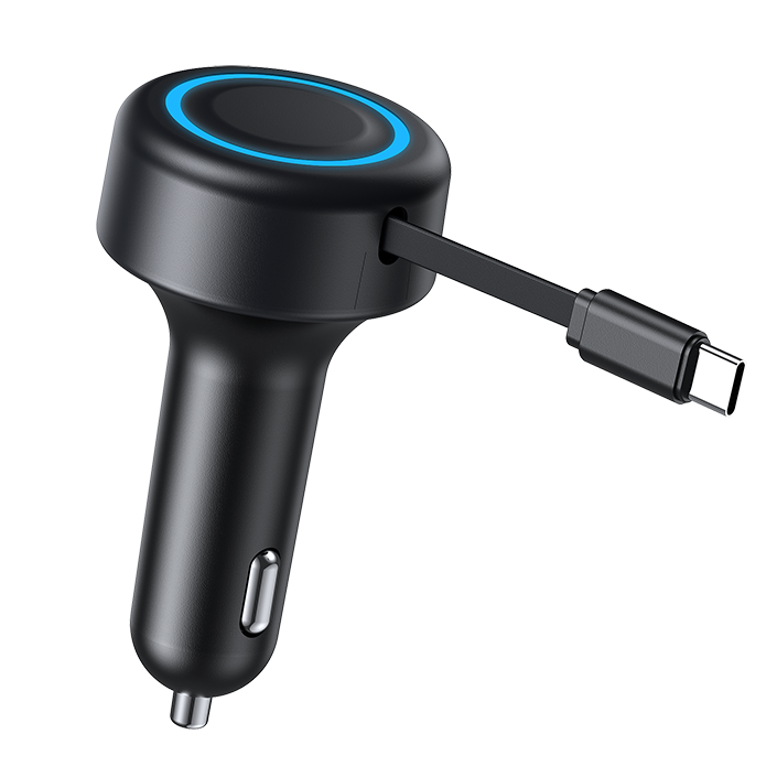 4 1 Retractable Car Charger White usb Car Charger Retractable Cable Iphone lighting Cord Retractable Car Charger