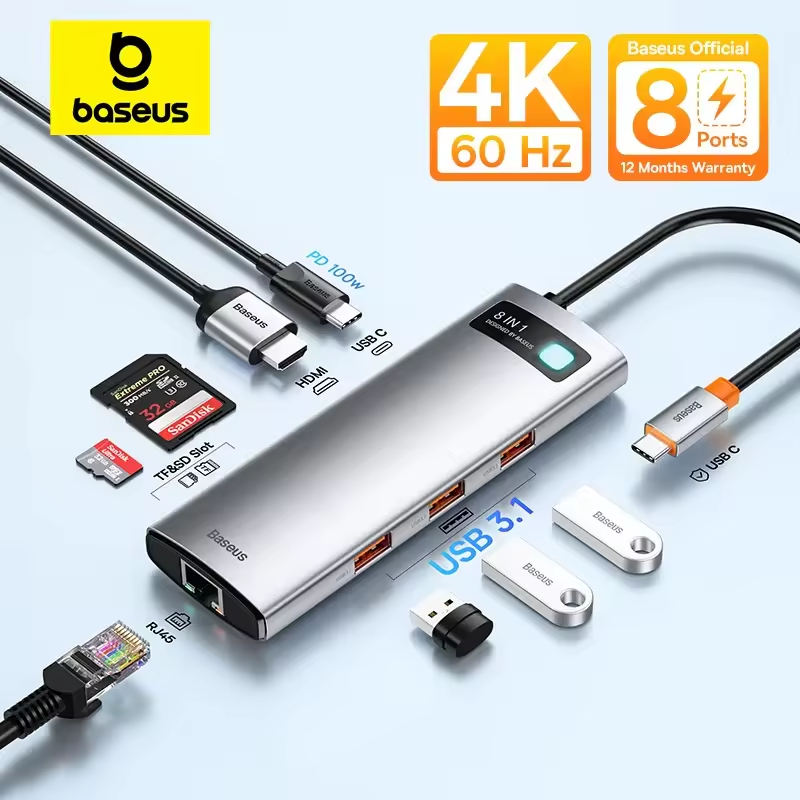 Baseus Usb Adapter ethernet Port Docking Station usb Splitter